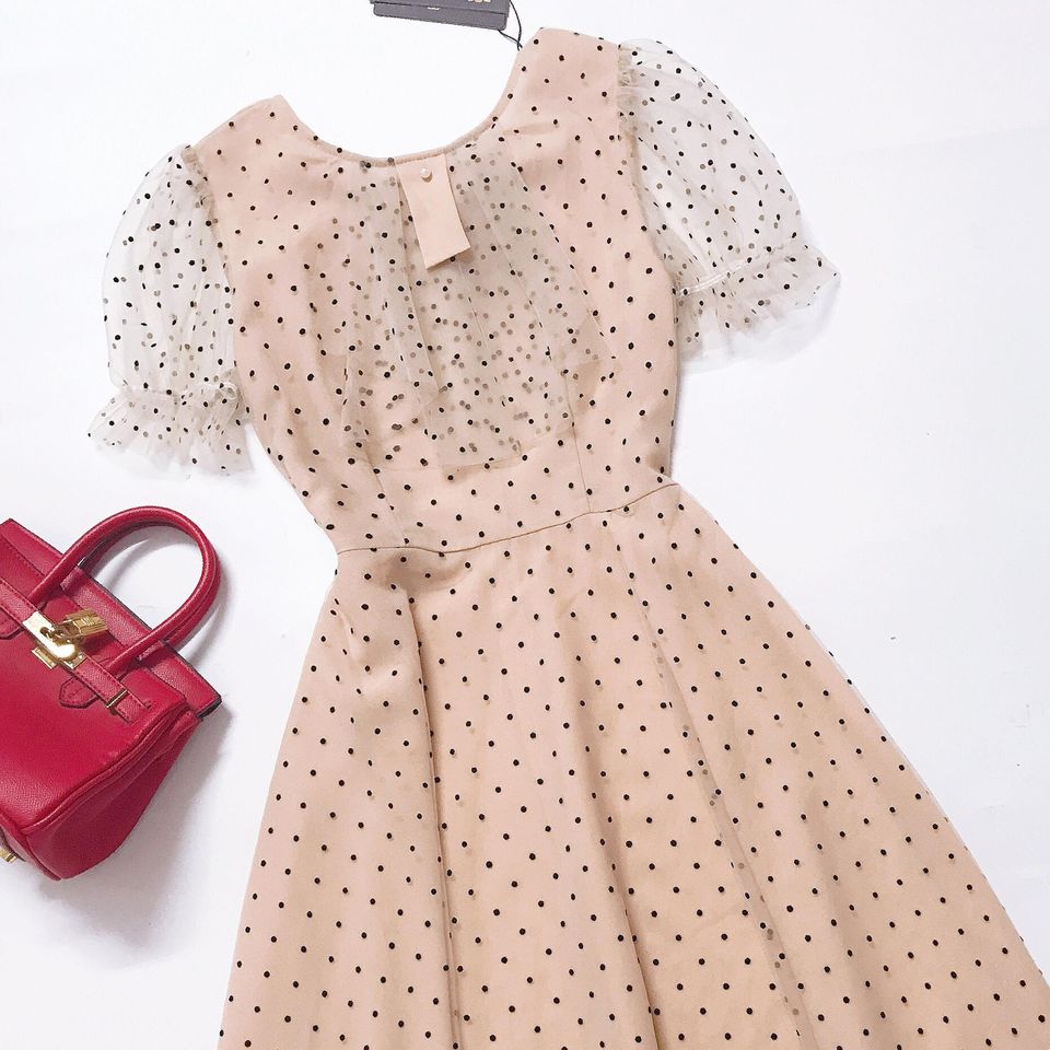 flared-dresses-beige-polka-dot-v1382-4