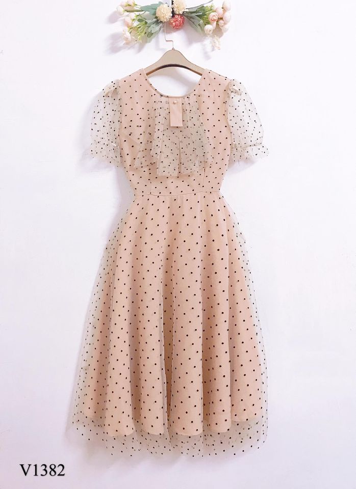 flared-dresses-beige-polka-dot-v1382-5